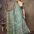 women's green dola silk blend digital print saree with unstitched blouse piece