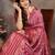 women's maroon dola silk blend digital print saree with unstitched blouse piece