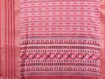 women's maroon dola silk blend digital print saree with unstitched blouse piece 5