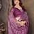 women's purple dola silk blend digital print saree with unstitched blouse piece