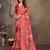 women's maroon dola silk blend digital print saree with unstitched blouse piece