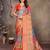 women's mustard dola silk blend digital print saree with unstitched blouse piece