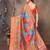 women's mustard dola silk blend digital print saree with unstitched blouse piece