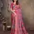 women's purple dola silk blend digital print saree with unstitched blouse piece