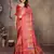 women's red dola silk blend digital print saree with unstitched blouse piece