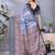 women's blue dola silk blend digital print saree with unstitched blouse piece