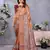 women's brown dola silk blend digital print saree with unstitched blouse piece