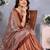 women's brown dola silk blend digital print saree with unstitched blouse piece