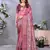 women's maroon dola silk blend digital print saree with unstitched blouse piece