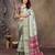 women's pista dola silk blend digital print saree with unstitched blouse piece