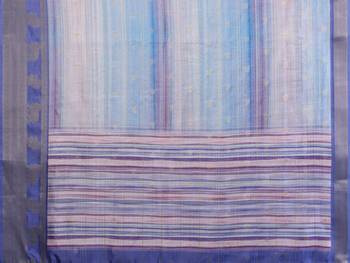 women's blue dola silk blend digital print saree with unstitched blouse piece 5