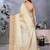 women's cream dola silk blend digital print saree with unstitched blouse piece