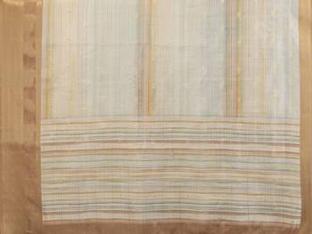 women's cream dola silk blend digital print saree with unstitched blouse piece 5