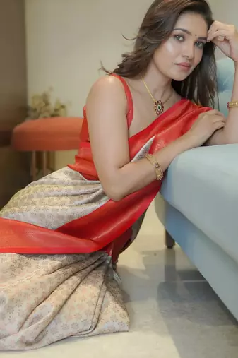 off white soft art silk banarasi saree with blouse 