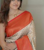 off white soft art silk banarasi saree with blouse 