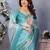 women's sky blue dola silk blend digital print saree with unstitched blouse piece