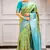 yellow silk blend banarasi saree with blouse 