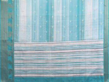 women's sky blue dola silk blend digital print saree with unstitched blouse piece 5