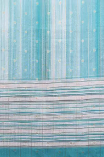 women's sky blue dola silk blend digital print saree with unstitched blouse piece