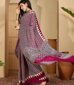 Women's rani  satin printed saree with unstitched blouse piece