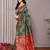 green soft art silk banarasi saree with blouse 