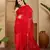 Women's red  organza embroidered saree with unstitched blouse piece