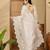 Women's white organza embroidered saree with unstitched blouse piece