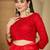Women's red  organza embroidered saree with unstitched blouse piece