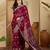 Women's wine chiffon bandhani saree with unstitched blouse piece