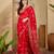 Women's red  chiffon bandhani saree with unstitched blouse piece