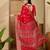 Women's red  chiffon bandhani saree with unstitched blouse piece