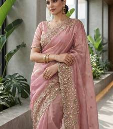 Pink Color Fancy Designer Satin Silk Saree