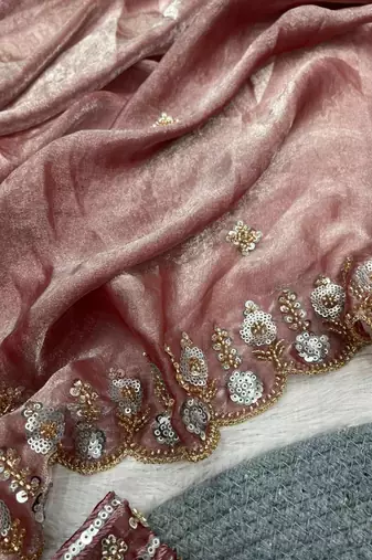 Pink Color Fancy Designer Satin Silk Saree