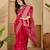 Women's rani  chiffon bandhani saree with unstitched blouse piece