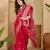 Women's rani  chiffon bandhani saree with unstitched blouse piece