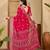 Women's rani  chiffon bandhani saree with unstitched blouse piece