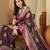 Women's mauve chiffon printed saree with unstitched blouse piece