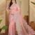 Women's pink organza embroidered saree with unstitched blouse piece