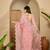 Women's pink organza embroidered saree with unstitched blouse piece