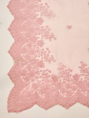 Women's pink organza embroidered saree with unstitched blouse piece 5