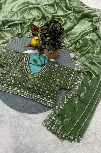 Green Color Fancy Designer Satin Silk Saree
