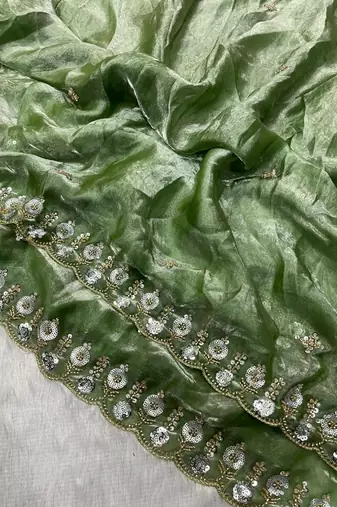 Green Color Fancy Designer Satin Silk Saree
