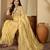 Women's yellow chiffon embroidered saree with unstitched blouse piece