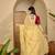 Women's yellow chiffon embroidered saree with unstitched blouse piece