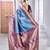 sky blue soft art silk banarasi saree with blouse 