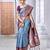sky blue soft art silk banarasi saree with blouse 