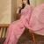 Women's pink chiffon embroidered saree with unstitched blouse piece