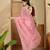 Women's pink chiffon embroidered saree with unstitched blouse piece