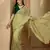 Women's pista chiffon embroidered saree with unstitched blouse piece