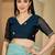 Women's blue  chiffon embroidered saree with unstitched blouse piece